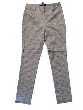 DKNY Black & White Glen Plaid Dress Pants stretchy